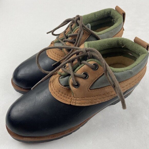 Lands End Duck Ankle Boots Women’s 7 Leather & Rubber Lace Up Shoes - Picture 2 of 12